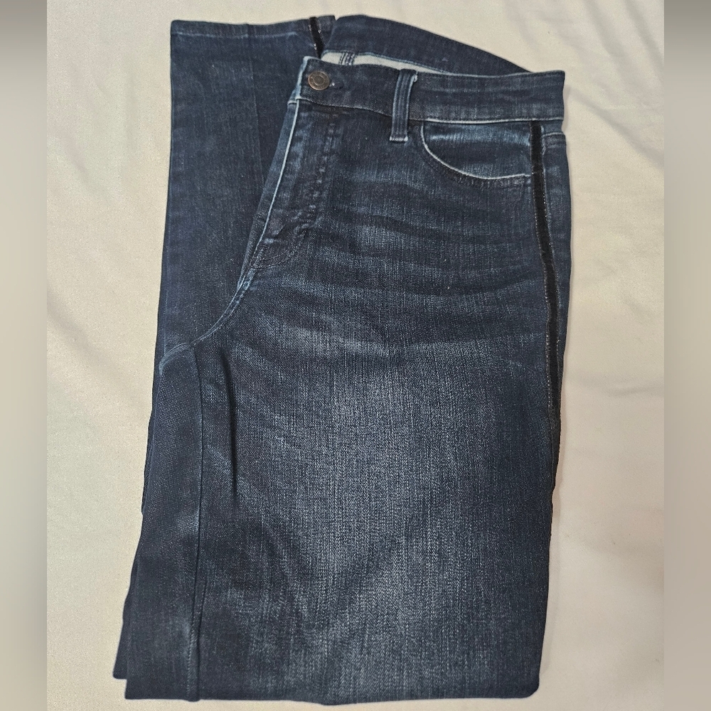 Talbots Flawless Slim Ankle Jeans Black Tuxedo Stripe Dark Wash Size 8!